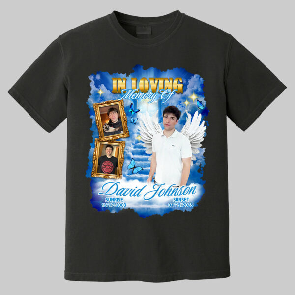 In Loving Memory ,Heaven's Stairway Shirt - Personalized Photo Memorial Shirt DO98 - Image 6