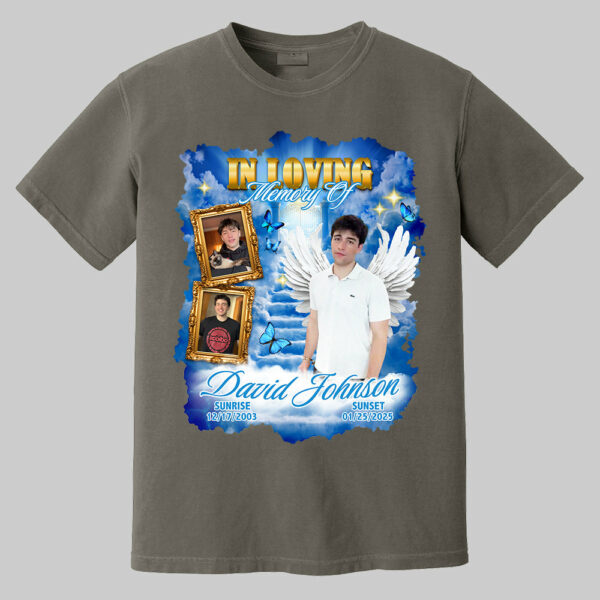 In Loving Memory ,Heaven's Stairway Shirt - Personalized Photo Memorial Shirt DO98 - Image 7