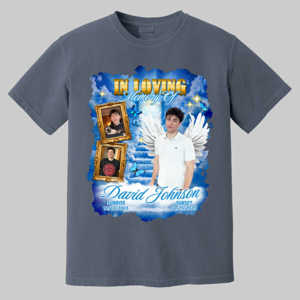 In Loving Memory ,Heaven's Stairway Shirt - Personalized Photo Memorial Shirt DO98 - Image 11