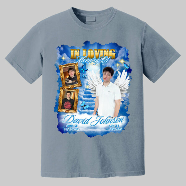 In Loving Memory ,Heaven's Stairway Shirt - Personalized Photo Memorial Shirt DO98 - Image 9