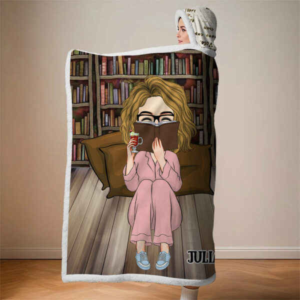 Just A Girl Who Loves Books - Personalized Wearable Hooded Blanket - Image 4