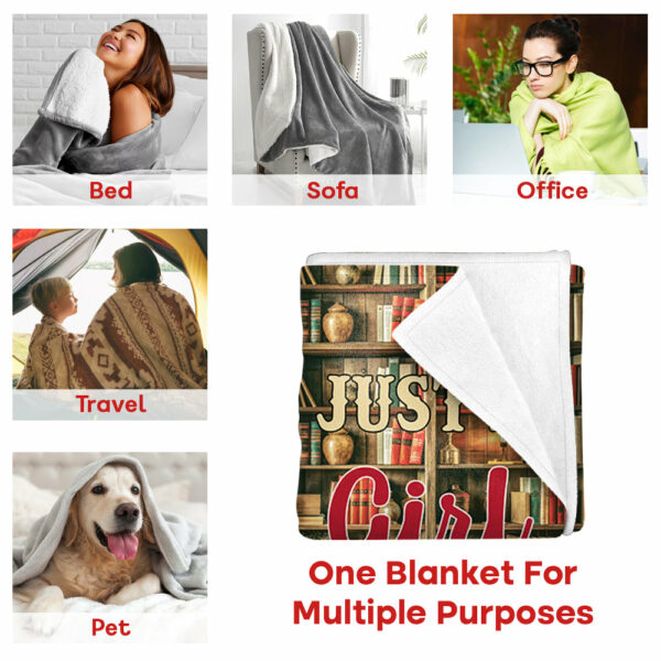 Just A Girl Who Loves Books And Pets - Custom Blanket For Book Lovers And Pet Lovers NA04 - Image 4