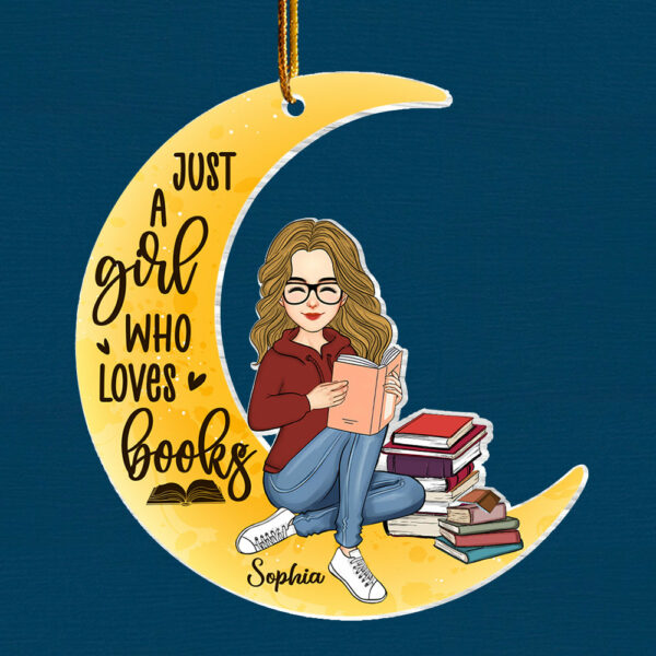 Just A Girl Who Loves Books Personalized Acrylic Ornament For Books Lover - Image 3