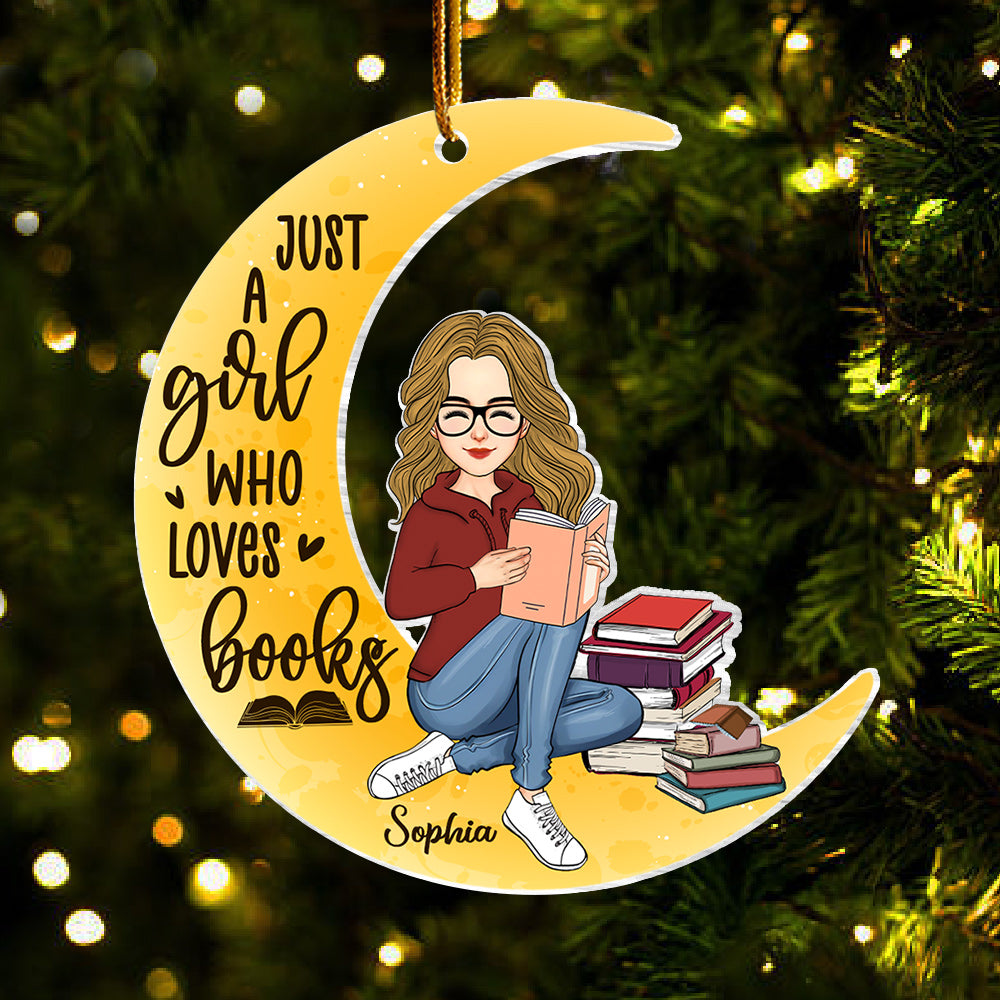Just A Girl Who Loves Books Personalized Acrylic Ornament For Books Lover