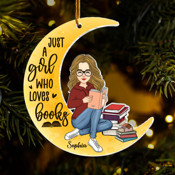 Just A Girl Who Loves Books Personalized Acrylic Ornament For Books Lover - Image 4