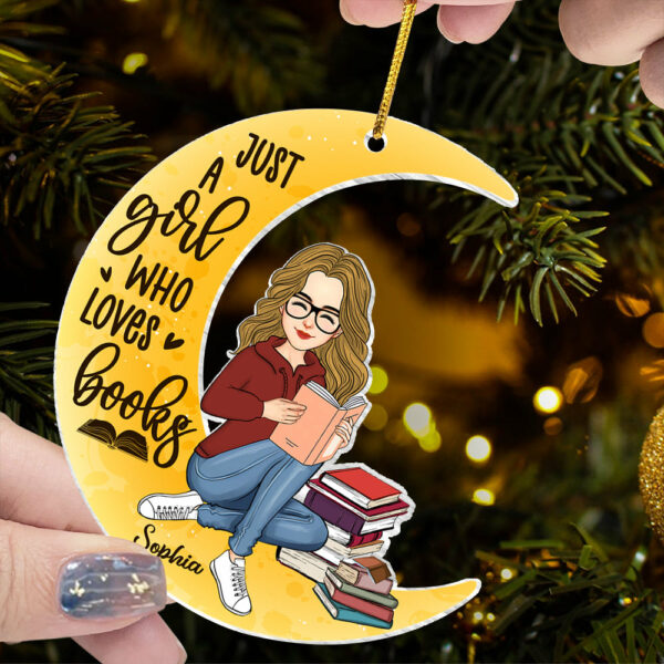 Just A Girl Who Loves Books Personalized Acrylic Ornament For Books Lover - Image 2