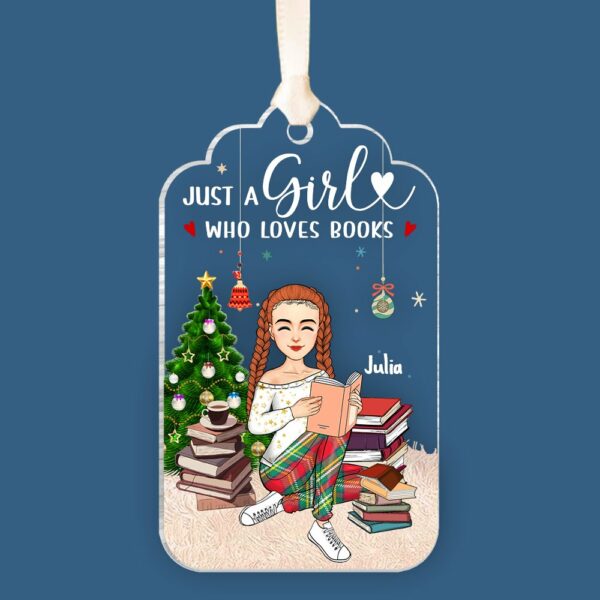 Just A Girl Who Loves Books Personalized Book Lover Christmas Ornament - Image 6