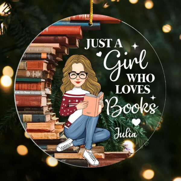 Just A Girl Who Loves Books Personalized Ornament Custom Gift For Books Lover, Reading Lovers - Image 5