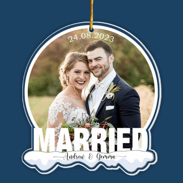 Just Married Custom Photo Ornament - Personalized Custom Shaped Acrylic Ornament - Image 4