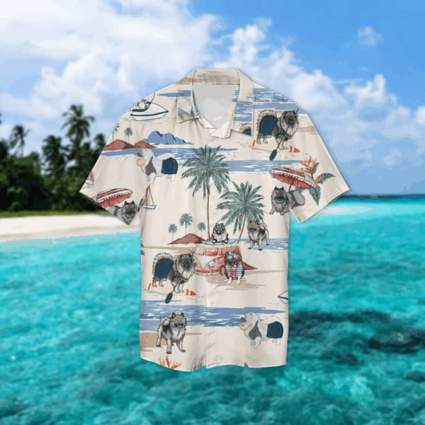 Keeshond Summer Beach Hawaiian Shirt, Hawaiian Shirts For Men Women Short Sleeve Aloha Beach Shirt