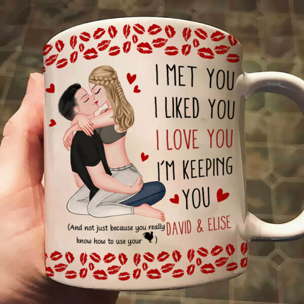 Kissing Couple Funny I Love You With All My Heart - Personalized Mug
