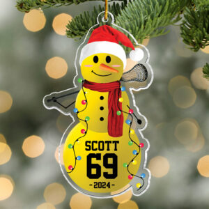 Lacrosse Snowman - Gifts For Players, Team, Boys - Personalized Acrylic Ornament