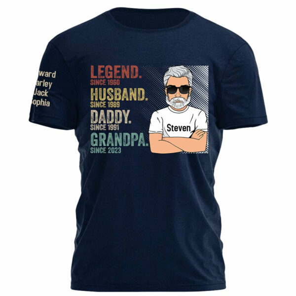 Legend Husband Dad Grandpa Personalized Shirt With Design On Sleeve - Father's Day, Birthday Gift For Dad, Grandpa - Image 6