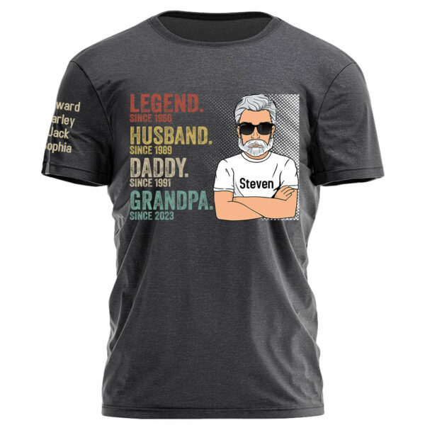 Legend Husband Dad Grandpa Personalized Shirt With Design On Sleeve - Father's Day, Birthday Gift For Dad, Grandpa - Image 5