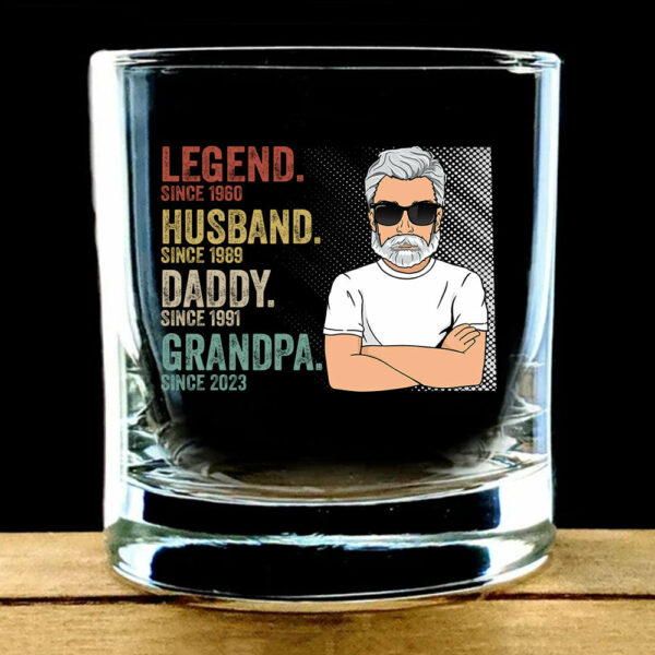 Legend Husband Dad Grandpa Whiskey Glasses - Father's Day, Birthday Gift For Dad, Grandpa - Image 3