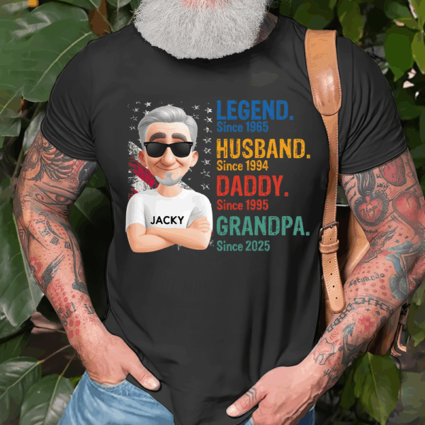 Legend Husband Daddy Granpa - Personalized Coolest Shirt For Dad Grandpa NA04