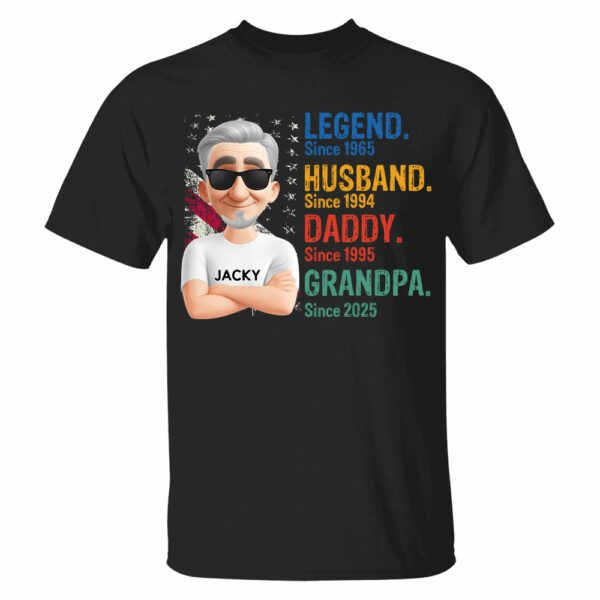 Legend Husband Daddy Granpa - Personalized Coolest Shirt For Dad Grandpa NA04 - Image 2