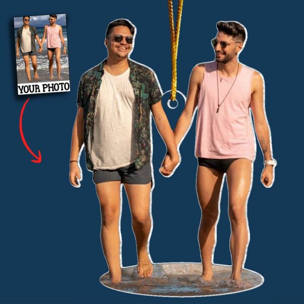 LGBT Christmas Photo Ornament, Gays Couple Ornaments, Customized Photo Xmas Ornaments for LGBT+, Xmas Decor, LGBT Christmas Ornament - Image 4