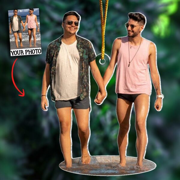 LGBT Christmas Photo Ornament, Gays Couple Ornaments, Customized Photo Xmas Ornaments for LGBT+, Xmas Decor, LGBT Christmas Ornament - Image 3