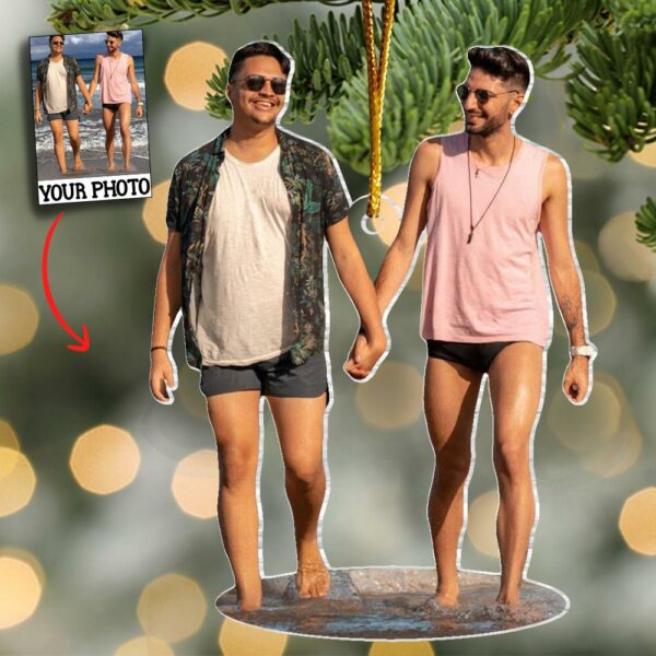 LGBT Christmas Photo Ornament, Gays Couple Ornaments, Customized Photo Xmas Ornaments for LGBT+, Xmas Decor, LGBT Christmas Ornament - Image 2