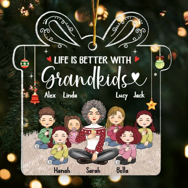 Life Is Better With Grandkids Personalized Acrylic Ornament - Image 4
