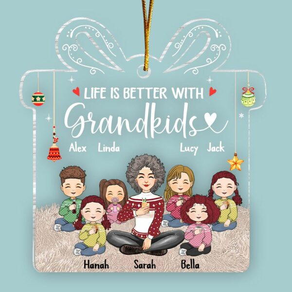 Life Is Better With Grandkids Personalized Acrylic Ornament - Image 2