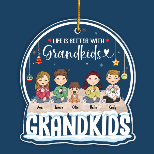 Life Is Better With Grandkids Personalized Globe Shaped Acrylic Ornament - Image 3