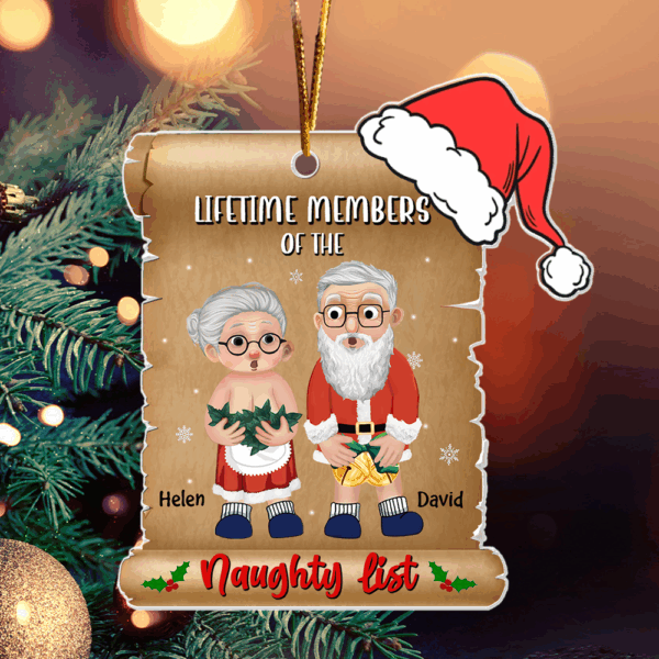 Lifetime Members Of The Naughty List - Customized Couple Ornament For Christmas - Image 3