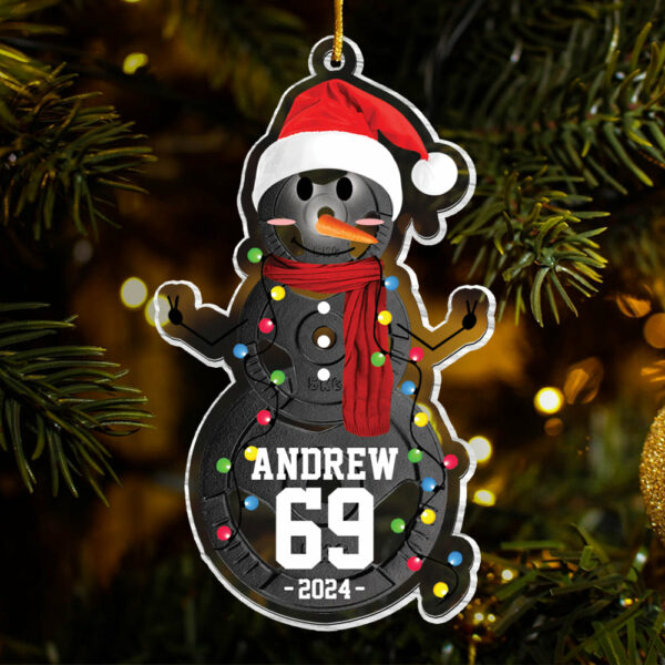 Lifting Snowman - Gifts For Players, Team, Boys - Personalized Acrylic Ornament - Image 3