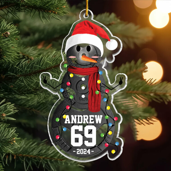 Lifting Snowman - Gifts For Players, Team, Boys - Personalized Acrylic Ornament - Image 4