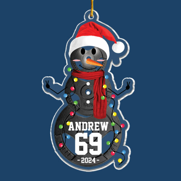 Lifting Snowman - Gifts For Players, Team, Boys - Personalized Acrylic Ornament - Image 5