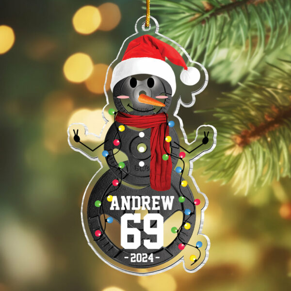 Lifting Snowman - Gifts For Players, Team, Boys - Personalized Acrylic Ornament - Image 6