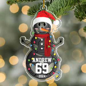 Lifting Snowman - Gifts For Players, Team, Boys - Personalized Acrylic Ornament