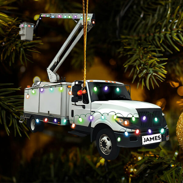 Lineman Bucket Truck - Personalized Acrylic Ornament, Christmas Gift for Lineman - Image 6