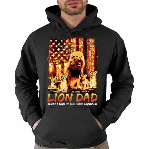 Lion Dad Best Dad In The Pride Lands The Sun American Flag Personalized Shirt For Dad Grandpa Father's Day Gift H2511 - Image 4
