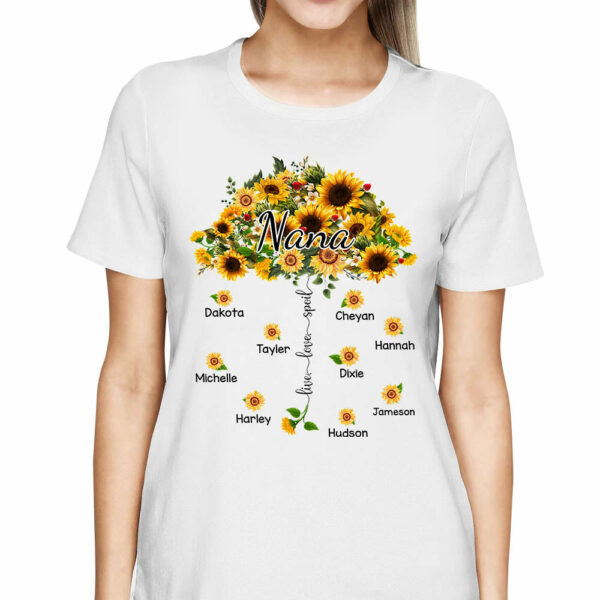 Live Love Spoil Umbrella Sunflower Grandma Shirt Custom Grandma Shirt With Grandkids Names Gift For Grandma - Image 2