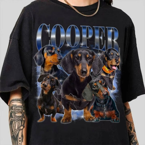 Live Preview Custom Your Pets Tee, Retro Vintage Portrait Bootleg shirt, Personalized with Your Own Dog or Cat Photo - Image 2