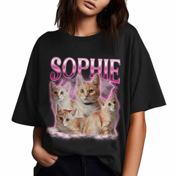 Live Preview Custom Your Pets Tee, Retro Vintage Portrait Bootleg shirt, Personalized with Your Own Dog or Cat Photo