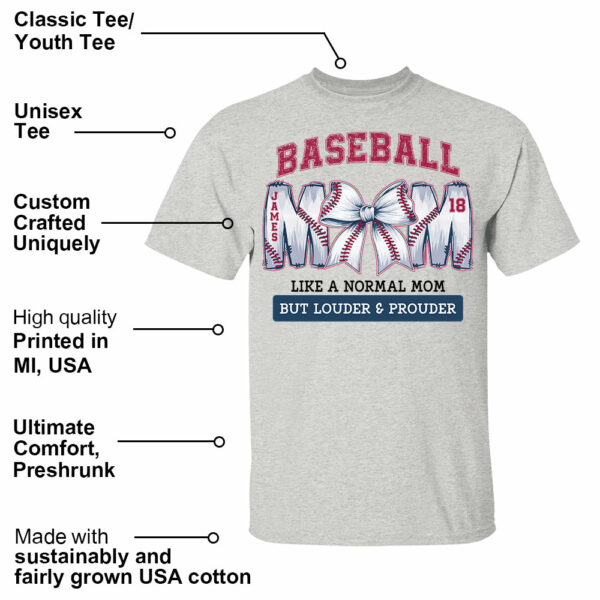 Loud and Proud Baseball Mom, Personalized Baseball Shirt, Gift For Baseball Lover A2110 - Image 3