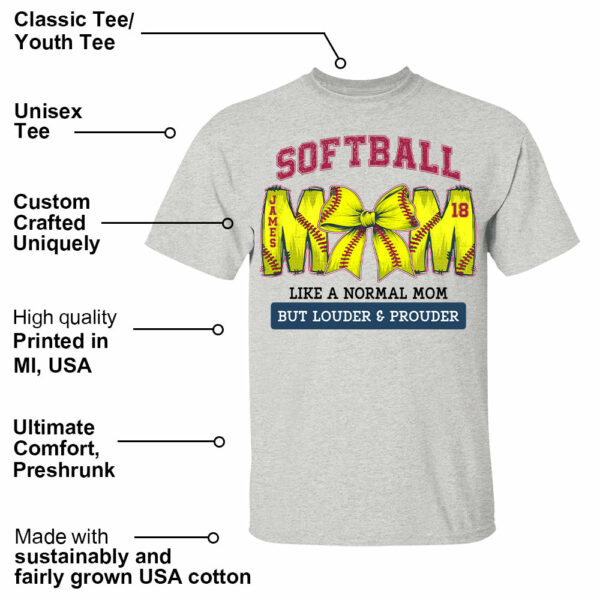 Loud and Proud Softball Mom, Personalized Softball Shirt, Gift For Softball Lover A2110 - Image 4