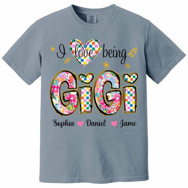 Love Being Gigi With Grandkids T-Shirt, Custom Nickname and Kid, Gift For Mother's Day T1807 - Image 4