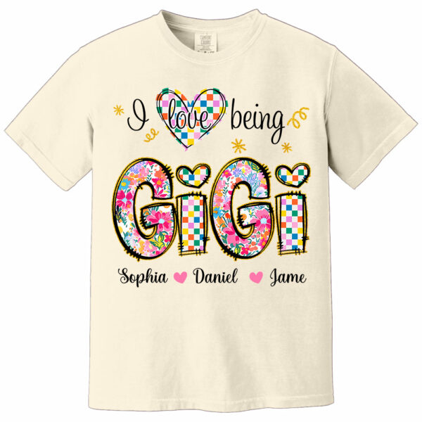 Love Being Gigi With Grandkids T-Shirt, Custom Nickname and Kid, Gift For Mother's Day T1807 - Image 5