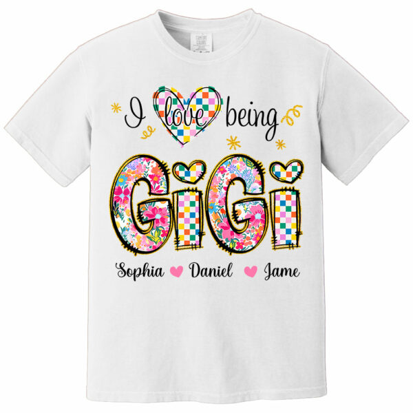 Love Being Gigi With Grandkids T-Shirt, Custom Nickname and Kid, Gift For Mother's Day T1807 - Image 2