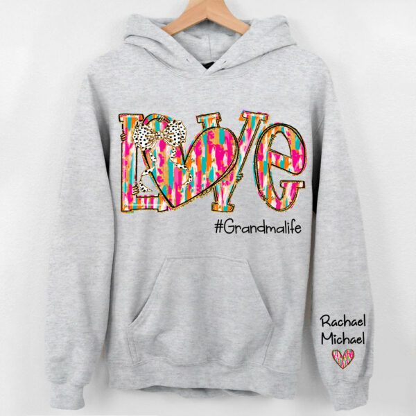 Love Grandma Life Clipart Custom Sweatshirt, Custom Grandmalife With Kids Names On Sleeve Sweatshirt NA04 - Image 7