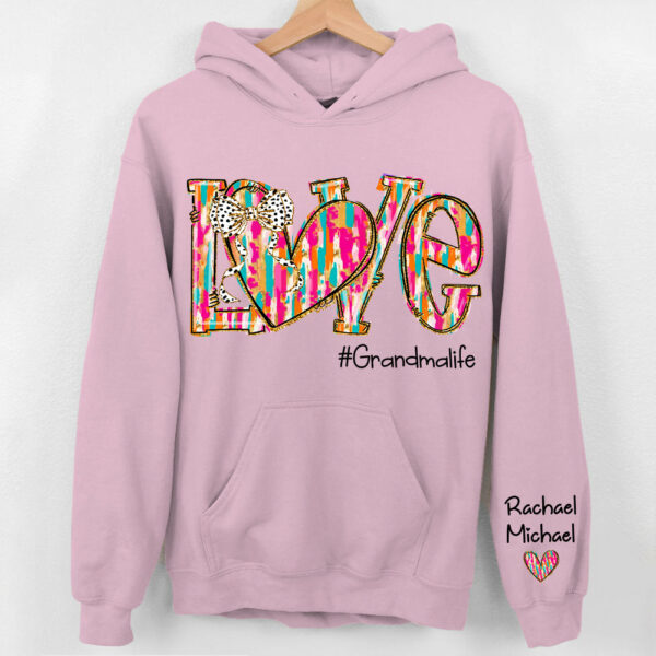 Love Grandma Life Clipart Custom Sweatshirt, Custom Grandmalife With Kids Names On Sleeve Sweatshirt NA04 - Image 10