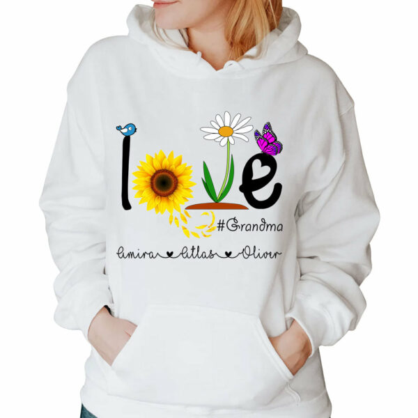 Love Grandma Life Flower Butterfly Personalized Shirt For Grandmother - Image 4