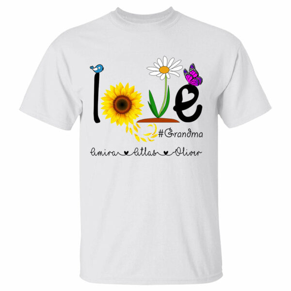 Love Grandma Life Flower Butterfly Personalized Shirt For Grandmother