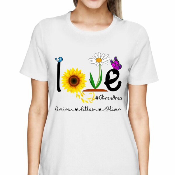 Love Grandma Life Flower Butterfly Personalized Shirt For Grandmother - Image 2