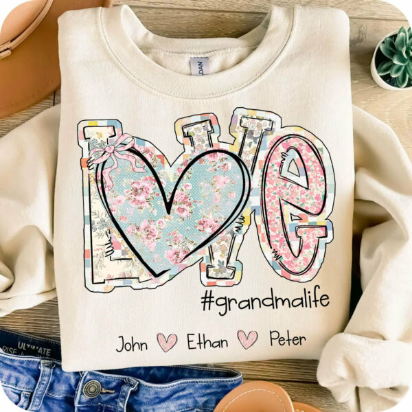 Love Grandmalife - Custom Nickname & Kid Names Vintage Floral Shirt For Mother's Day NA04
