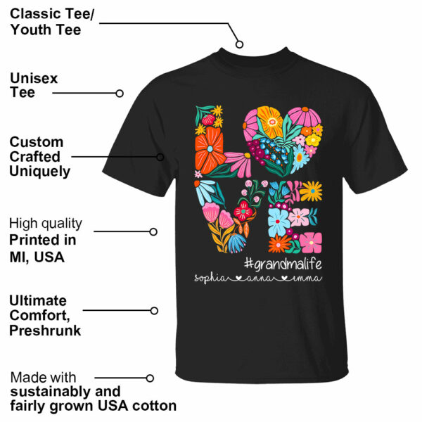 Love Grandmalife - Cute Personalized Floral Shirt For Mother's Day - Custom Kids Names NA04 - Image 3